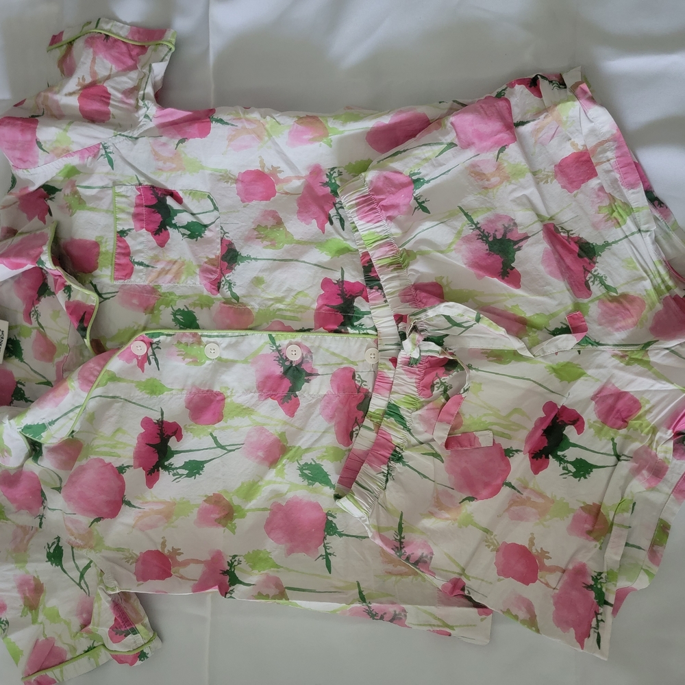 Sleepy Jones Pink and Green Floral Shirt